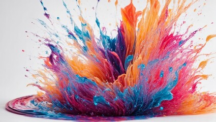 Colorful Burst of Paint on White Background