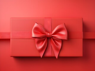 3D Red bow ribbon on red background wallpaper HD Christmas present surprise gift Rewards