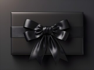 3D Black bow ribbon Present on black background wallpaper HD Christmas present surprise gift Rewards