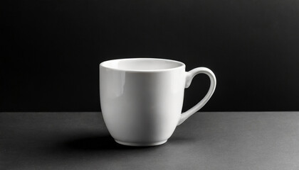 White cup isolated against black background