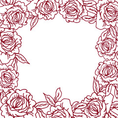  Roses flower line art background vector. Natural botanical elegant red flower with line art hand drawn illustration