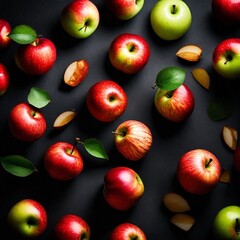 Red and green apples. Background of ripe apples.