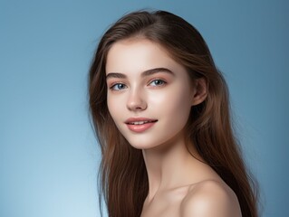 Teenage girl model with perfect skin care

