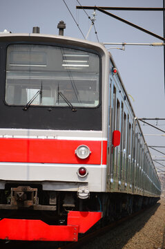 The train is running on the rails towards the destination