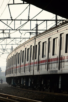 The train is running on the rails towards the destination