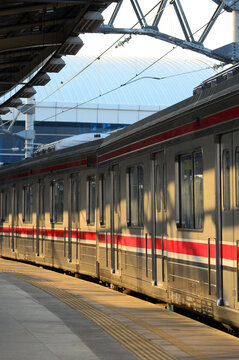 The train is running on the rails towards the destination
