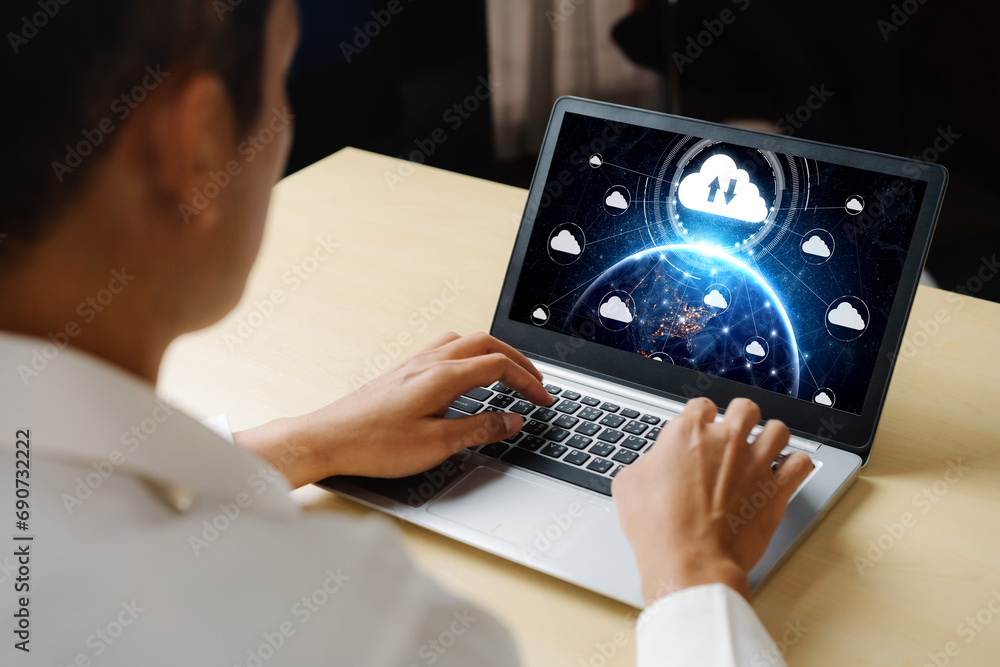 Poster cloud computing software for modish remote work and personal data storage