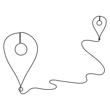 recommend clip art: Continuous one line art drawing Location pointers outline vector hand drawn illustration
