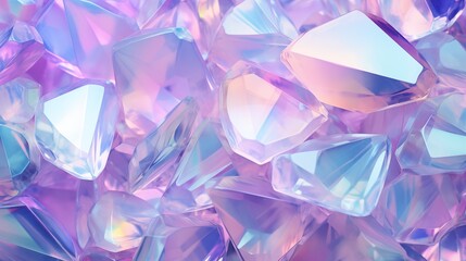 shiny opal iridescent crystals background in the style of rococo pastel colers