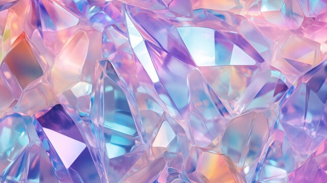 shiny opal iridescent crystals background in the style of rococo pastel colers