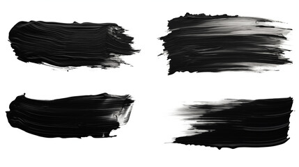 Four Bold Brushstrokes of Black Paint on a White Background, Evoking a Striking Contrast and Embracing a Bold Artistic Statement