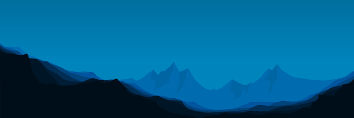 Fototapeta na wymiar minimalist sunset mountain landscape illustration vector good for banner background, web background, apps background, tourism design template and adventure backdrop