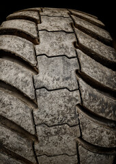 Heavy duty dump truck tire tread detail