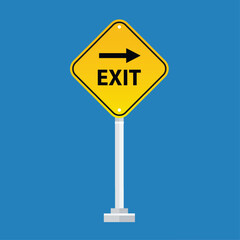 Flat style arrow shaped exit sign. Escape symbol isolated on white background for web design. Vector illustration