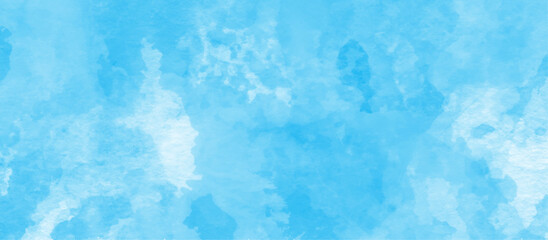 Grunge blue texture with washed watercolor with splashes, light blue watercolor texture with white splashes on it, blue background for cover, card, template, presentation and design.	