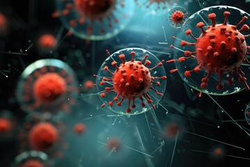 Detailed rendering of virus particles