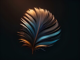 feather, glowing lines, black background, for design, isolated