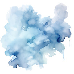 watercolor light blue splash isolated on white background PNG File.