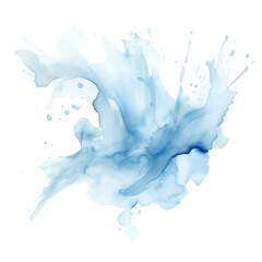 watercolor light blue splash isolated on white background PNG File.