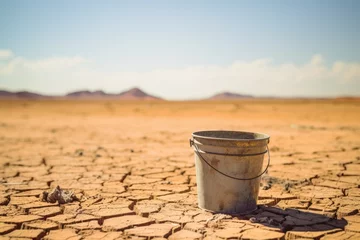 Deurstickers An empty bucket symbolizes the urgency of drought conditions © Exotic Escape