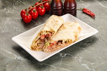 Shawarma with grilled chicken meat