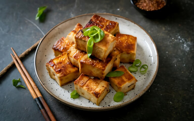 Fototapeta premium Capture the essence of Stinky Tofu in a mouthwatering food photography shot Generative AI