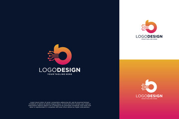 Letter B modern digital dot connection logo design inspiration © amor