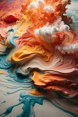 Crédence de cuisine en verre imprimé Cristaux An Abstract Painting With Colorful Paint on It