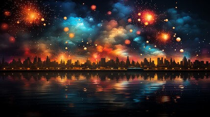Fototapeta premium fireworks in the night sky. Generate AI
