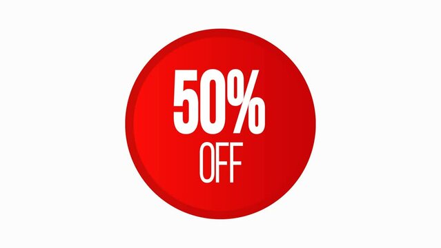 Sale label 50% off Animated, Discount label Sale 50% Animated Tag for Marketing used for motion Graphics on White Background,4K	
