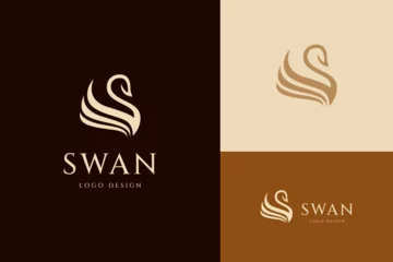 Foto op Plexiglas Elegant swan logo icon. Luxury cosmetic brand template. Vector illustration. © Local Vector