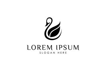 Obraz premium Swan flat style logo design template