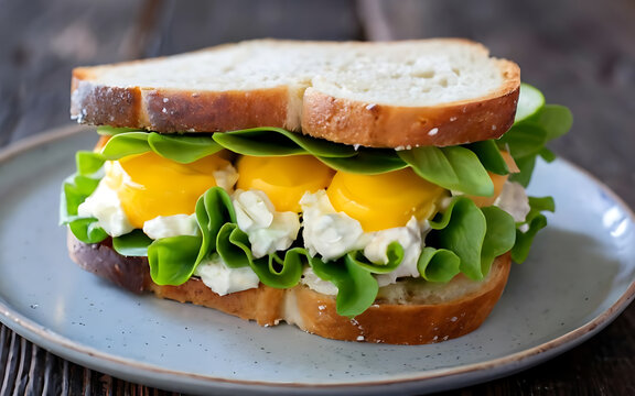 Capture the essence of Egg Salad Sandwich in a mouthwatering food photography shot Generative AI