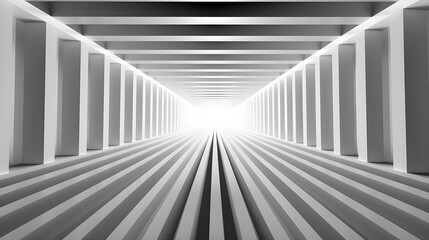 Futuristic Monochrome Tunnel with Geometric Progression