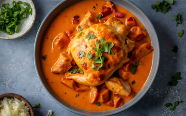Capture the essence of Chicken Paprikash in a mouthwatering food photography shot Generative AI