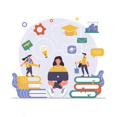 2d vector illustration colorful business , TRAINING and study work hard successes 