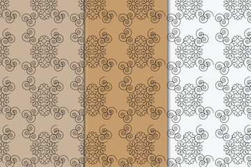 vector geometric seamless patterns collection. Set of bright colorful backgrounds with modern minimal labels. Cute abstract geometrical textures. Simple pattern design 