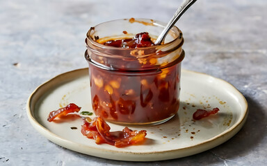Capture the essence of Bacon Jam in a mouthwatering food photography shot Generative AI - obrazy, fototapety, plakaty