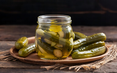 Capture the essence of Dill Pickles in a mouthwatering food photography shot Generative AI