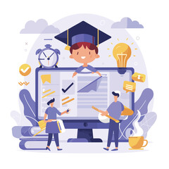 2d vector illustration colorful business , TRAINING and study work hard successes 