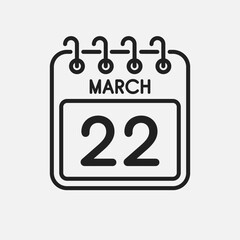 Icon page calendar day - 22 March