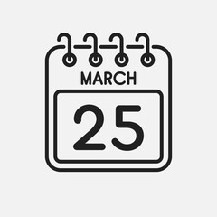 Icon page calendar day - 25 March