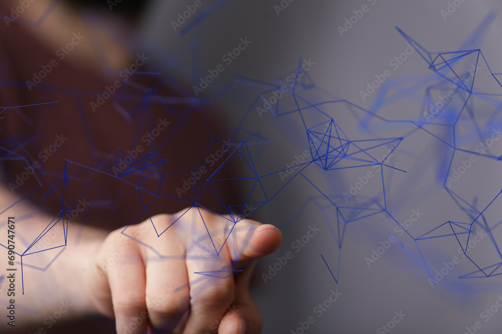 Poster touch Futuristic wave, Futuristic data stream - neural network exposure digital
