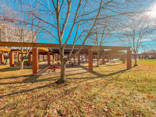 Exterior views of the Illinois State Visitors Center in Springfield, Illinois, USA. The Visitors Center Pavilion and Building are located within the Illinois Capitol Complex.