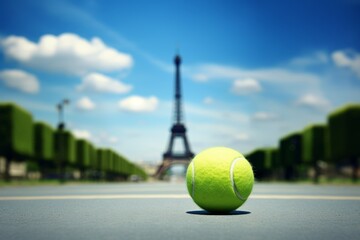 copyspace tennis ball in paris - obrazy, fototapety, plakaty