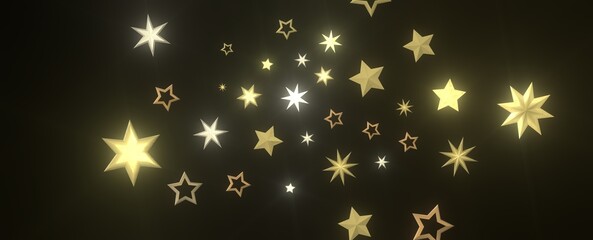 XMAS Stars - Holiday golden decoration, glitter frame isolated -