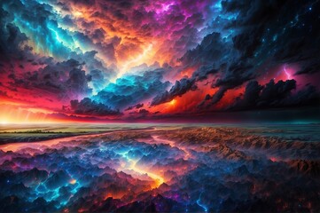 Colorful Sky Filled With Clouds and Stars