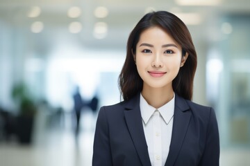 Naklejka premium A woman in a business suit smiling at the camera.
