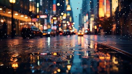 Fototapeta na wymiar night view of the city after rain