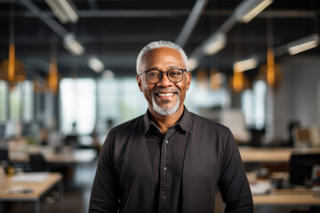 Obraz premium Portrait of senior businessman in black suit looking at camera.